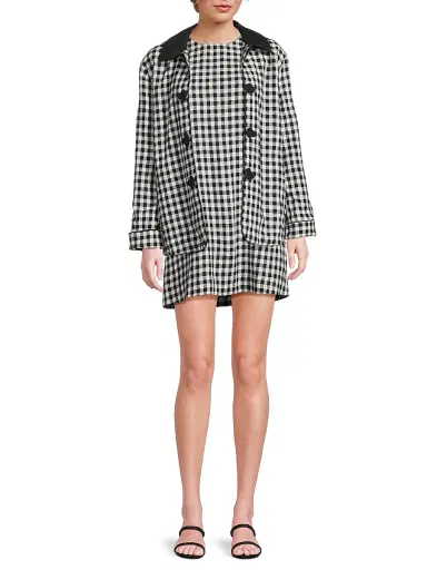 Ciao Lucia Women's Indus Gingham Linen-Blend Shift Dress - Black White Gingham | Thumbnail 2