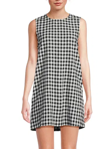 Ciao Lucia Women's Indus Gingham Linen-Blend Shift Dress - Black White Gingham | Thumbnail 3