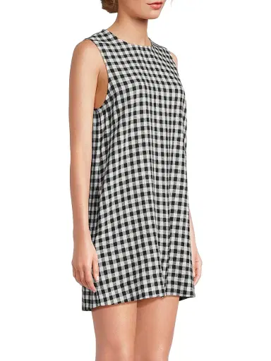 Ciao Lucia Women's Indus Gingham Linen-Blend Shift Dress - Black White Gingham | Thumbnail 4