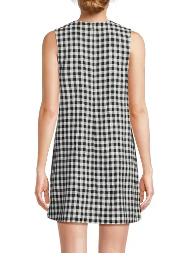 Ciao Lucia Women's Indus Gingham Linen-Blend Shift Dress - Black White Gingham | Thumbnail 5