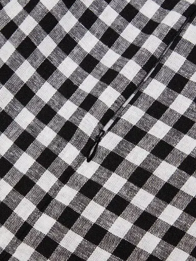 Ciao Lucia Women's Indus Gingham Linen-Blend Shift Dress - Black White Gingham | Thumbnail 6