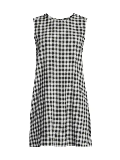 Ciao Lucia Women's Indus Gingham Linen-Blend Shift Dress - Black White Gingham | Thumbnail 1