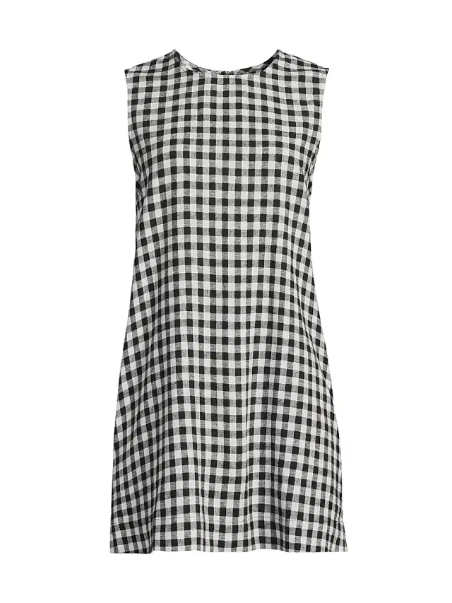 Ciao Lucia Women's Indus Gingham Linen-Blend Shift Dress - Black White Gingham