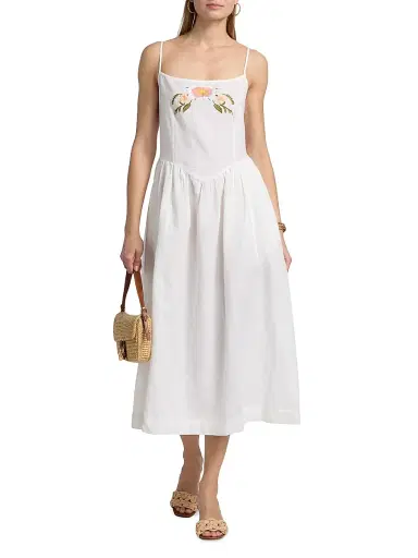 Ciao Lucia Women's Neroni Embroidered Cotton-Linen Midi-Dress | Thumbnail 2 Ciao Lucia Women's Neroni Embroidered Cotton-Linen Midi-Dress | Thumbnail 2