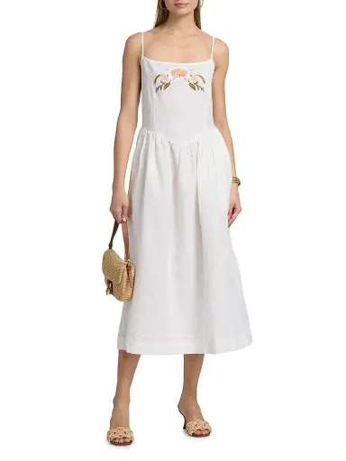 Ciao Lucia Women's Neroni Embroidered Cotton-Linen Midi-Dress | Thumbnail 3 Ciao Lucia Women's Neroni Embroidered Cotton-Linen Midi-Dress | Thumbnail 3