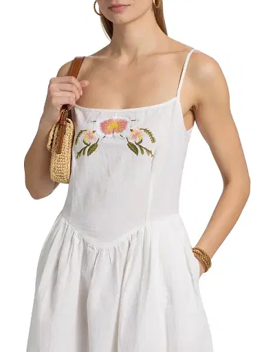 Ciao Lucia Women's Neroni Embroidered Cotton-Linen Midi-Dress | Thumbnail 6 Ciao Lucia Women's Neroni Embroidered Cotton-Linen Midi-Dress | Thumbnail 6