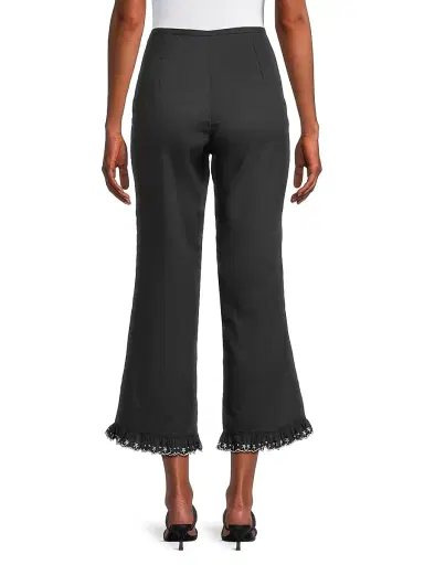 Ciao Lucia Women's Kaja Cotton Voile Embroidered-Hem Crop Pants - Black - Size 8 | Thumbnail 5