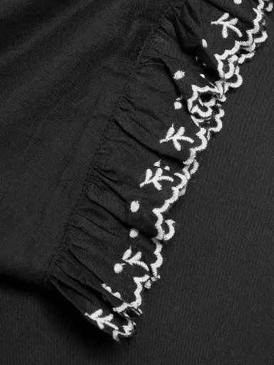 Ciao Lucia Women's Kaja Cotton Voile Embroidered-Hem Crop Pants - Black - Size 8 | Thumbnail 6