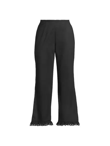 Ciao Lucia Women's Kaja Cotton Voile Embroidered-Hem Crop Pants - Black - Size 8 | Thumbnail 1