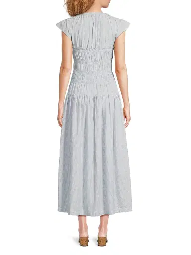 Ciao Lucia Women's Lauretta Smocked Cotton Midi-Dress - Stripe - Size XXL | Thumbnail 5