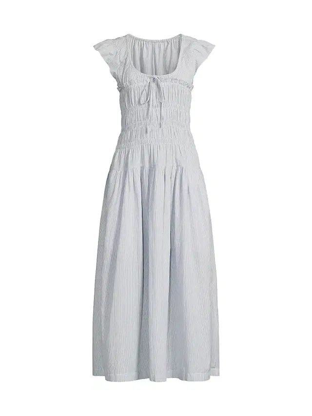 Women's Lauretta Smocked Cotton Midi-Dress - Stripe