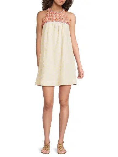 Ciao Lucia Women's Eros Floral-Colorblocked Cotton-Silk Minidress - Palma - Size Large | Thumbnail 2