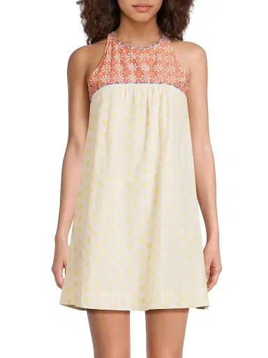 Ciao Lucia Women's Eros Floral-Colorblocked Cotton-Silk Minidress - Palma - Size Large | Thumbnail 3