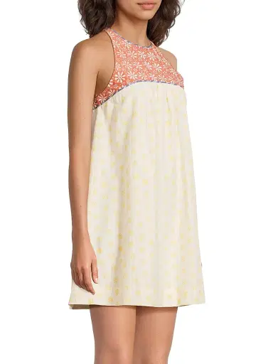 Ciao Lucia Women's Eros Floral-Colorblocked Cotton-Silk Minidress - Palma - Size Large | Thumbnail 4