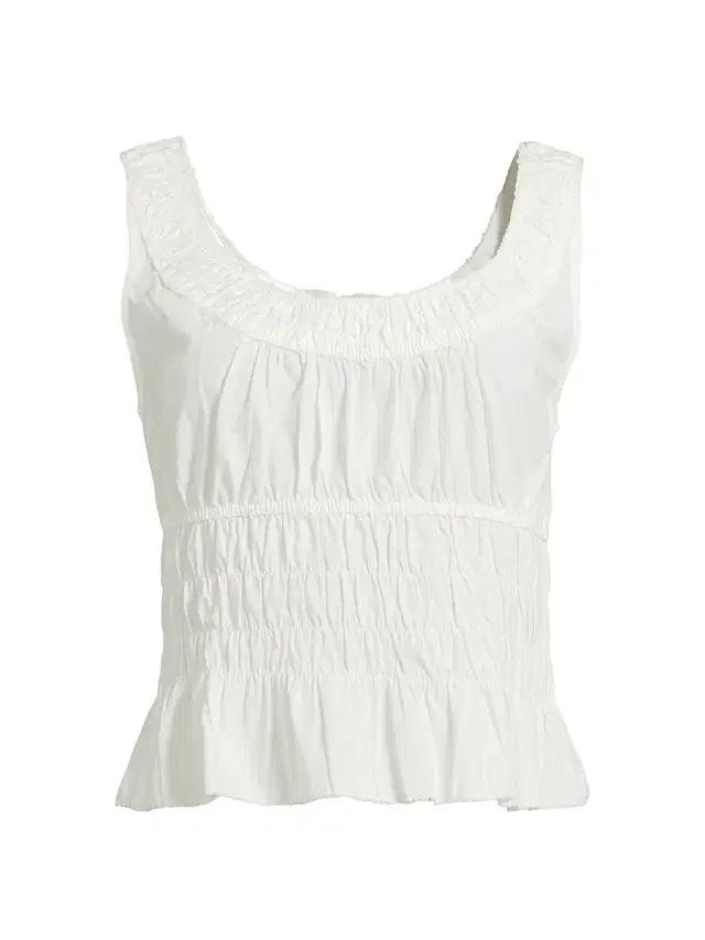Women's Louisa Cotton Poplin Shirred Top - White