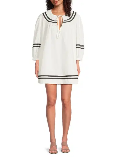 Ciao Lucia Women's Palina Cotton Poplin Striped Minidress - White - Size XXL | Thumbnail 2