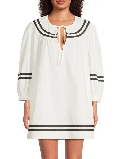 Ciao Lucia Women's Palina Cotton Poplin Striped Minidress - White - Size XXL | Thumbnail 3