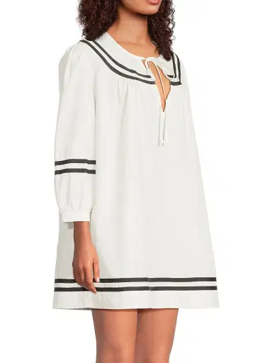 Ciao Lucia Women's Palina Cotton Poplin Striped Minidress - White - Size XXL | Thumbnail 4