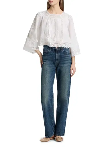 DÔEN Women's Solistice Lace-Trim Top - Salt - Size XS | Thumbnail 2 DÔEN Women's Solistice Lace-Trim Top - Salt - Size XS | Thumbnail 2