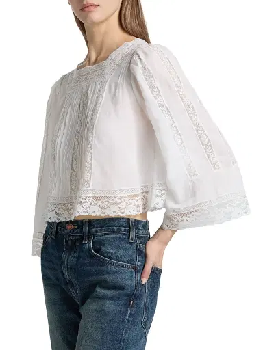 DÔEN Women's Solistice Lace-Trim Top - Salt - Size XS | Thumbnail 4 DÔEN Women's Solistice Lace-Trim Top - Salt - Size XS | Thumbnail 4