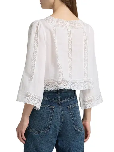 DÔEN Women's Solistice Lace-Trim Top - Salt - Size XS | Thumbnail 5 DÔEN Women's Solistice Lace-Trim Top - Salt - Size XS | Thumbnail 5