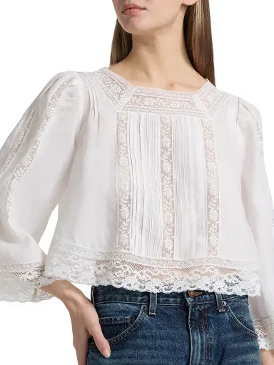 DÔEN Women's Solistice Lace-Trim Top - Salt - Size XS | Thumbnail 6 DÔEN Women's Solistice Lace-Trim Top - Salt - Size XS | Thumbnail 6