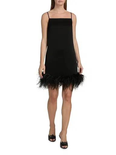 Ungaro Women's Blakely Satin Feather-Hem Cocktail Dress | Thumbnail 2