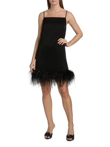 Ungaro Women's Blakely Satin Feather-Hem Cocktail Dress | Thumbnail 3
