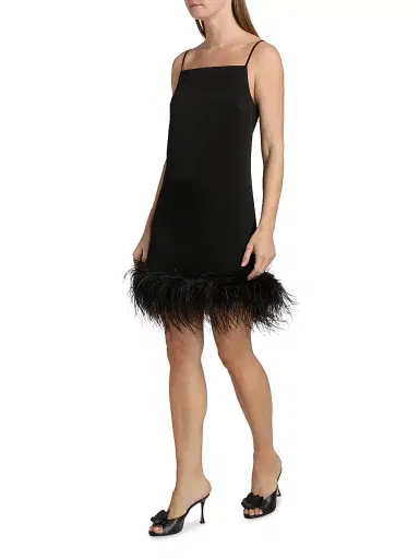 Ungaro Women's Blakely Satin Feather-Hem Cocktail Dress | Thumbnail 4