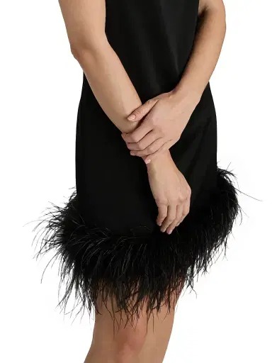 Ungaro Women's Blakely Satin Feather-Hem Cocktail Dress | Thumbnail 6
