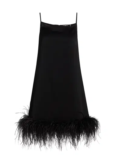 Ungaro Women's Blakely Satin Feather-Hem Cocktail Dress | Thumbnail 1