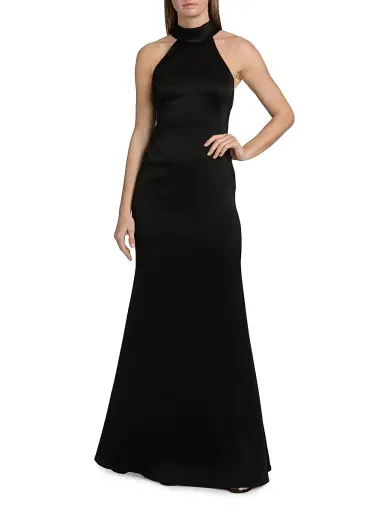 Ungaro Women's Poppy Satin Halter A-Line Gown | Thumbnail 2 Ungaro Women's Poppy Satin Halter A-Line Gown | Thumbnail 2