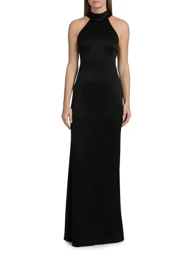 Ungaro Women's Poppy Satin Halter A-Line Gown | Thumbnail 3 Ungaro Women's Poppy Satin Halter A-Line Gown | Thumbnail 3