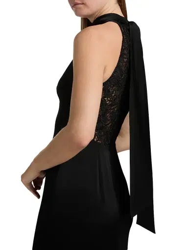 Ungaro Women's Poppy Satin Halter A-Line Gown | Thumbnail 6 Ungaro Women's Poppy Satin Halter A-Line Gown | Thumbnail 6