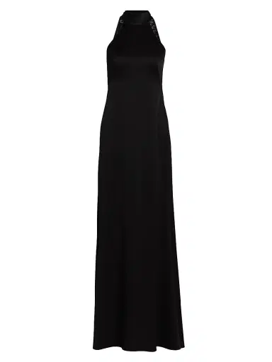 Ungaro Women's Poppy Satin Halter A-Line Gown | Thumbnail 1 Ungaro Women's Poppy Satin Halter A-Line Gown | Thumbnail 1