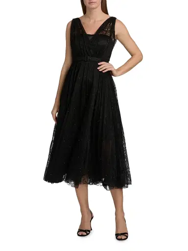 Ungaro Women's Tara Tulle Lace Midi-Dress - Black - Size 12 | Thumbnail 2 Ungaro Women's Tara Tulle Lace Midi-Dress - Black - Size 12 | Thumbnail 2