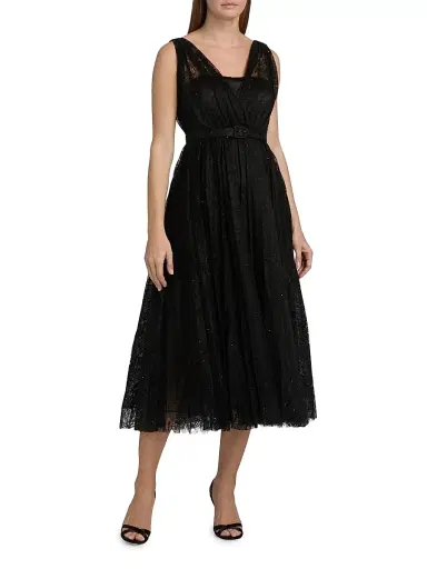 Ungaro Women's Tara Tulle Lace Midi-Dress | Thumbnail 3