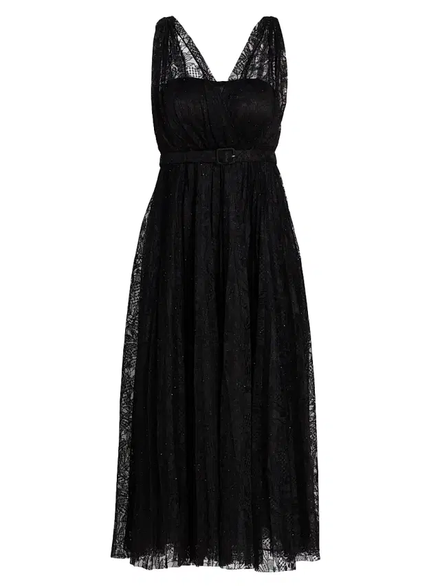 Ungaro Women's Tara Tulle Lace Midi-Dress - Black