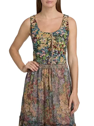 Kobi Halperin Women's Hazel Beaded Floral Fringe Vest - Size XL | Thumbnail 3