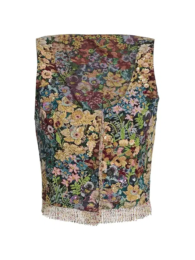 Women's Hazel Beaded Floral Fringe Vest