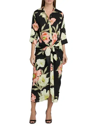 Ungaro Women's Iris Floral Tie-Waist Shirtdress | Thumbnail 3