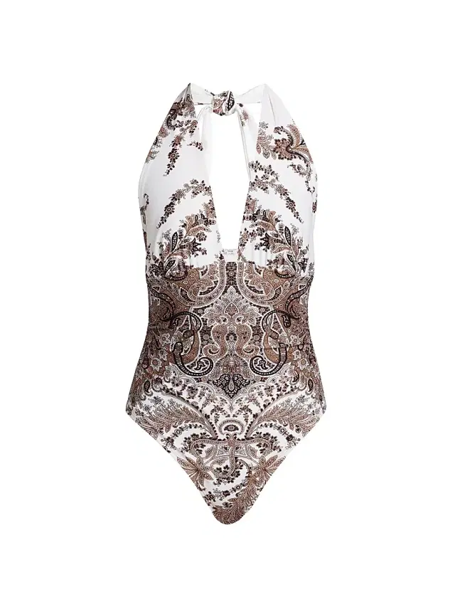 Kobi Halperin Women's Elise Paisley Halterneck One-Piece Swimsuit - Natural Multi