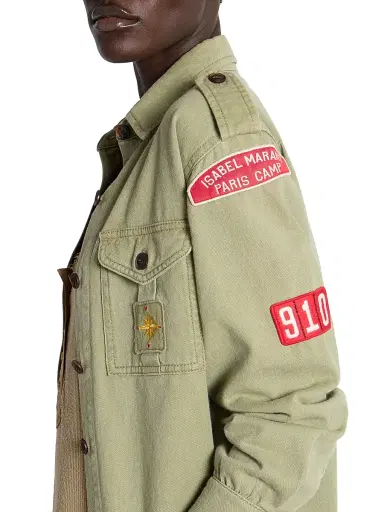 Isabel Marant Women's Umberta Logo Cotton Jacket - Khaki | Thumbnail 6