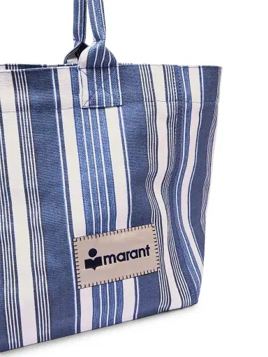 Isabel Marant Women's Yenky Logo-Detail Striped Cotton Tote Bag | Thumbnail 4