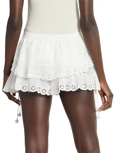 Isabel Marant Women's Neis Eyelet Cotton-Silk Shorts - White | Thumbnail 5