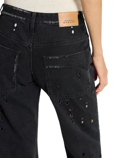 Isabel Marant Women's Amia Eyelet Fringe-Cuff Straight-Leg Jeans | Thumbnail 6 Isabel Marant Women's Amia Eyelet Fringe-Cuff Straight-Leg Jeans | Thumbnail 6