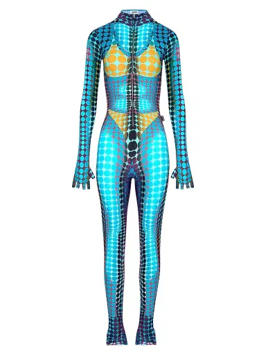 Jean Paul Gaultier Women's Icon Prints: The Dots Jumpsuit - Blue Purple Yellow | Thumbnail 1 Jean Paul Gaultier Women's Icon Prints: The Dots Jumpsuit - Blue Purple Yellow | Thumbnail 1