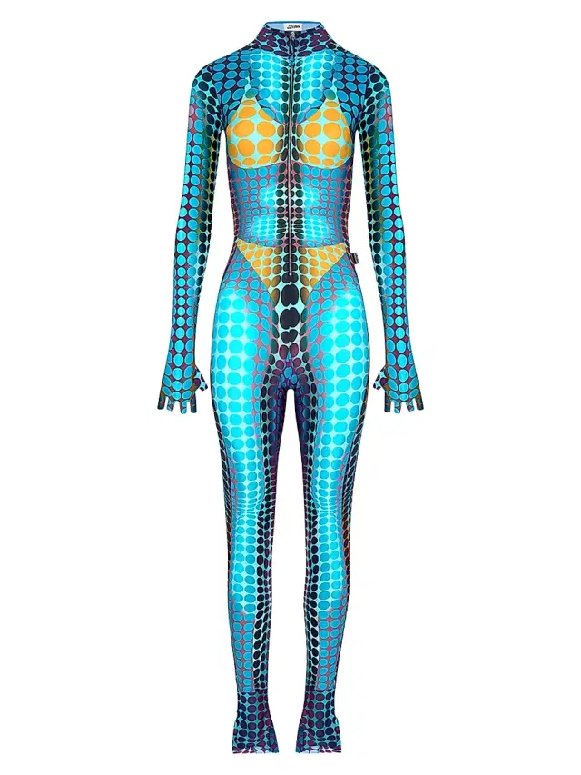Women's Icon Prints: The Dots Jumpsuit - Blue Purple Yellow