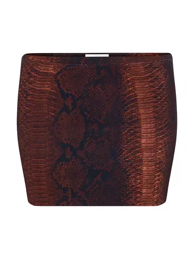 Jean Paul Gaultier Women's Python-Print Rib-Knit Stretch-Cotton Miniskirt - Brown Black | Thumbnail 1 Jean Paul Gaultier Women's Python-Print Rib-Knit Stretch-Cotton Miniskirt - Brown Black | Thumbnail 1
