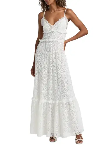 Giambattista Valli Women's Macramé Lace Ruffle Maxi Dress - Ivory - Size 10 | Thumbnail 3 Giambattista Valli Women's Macramé Lace Ruffle Maxi Dress - Ivory - Size 10 | Thumbnail 3